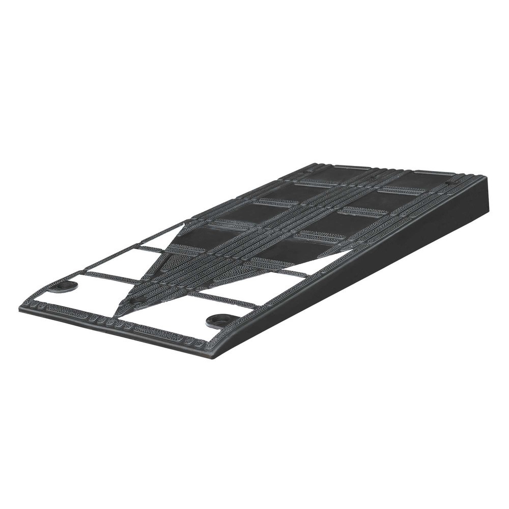 Produktabbildung: MORAVIA Bordstein-Rampe aus vulkanisiertem Kautschuk, BxHxT 450 x 75 x 1.000 mm, schwarz-weiß, inkl. Befestigunsgmaterial