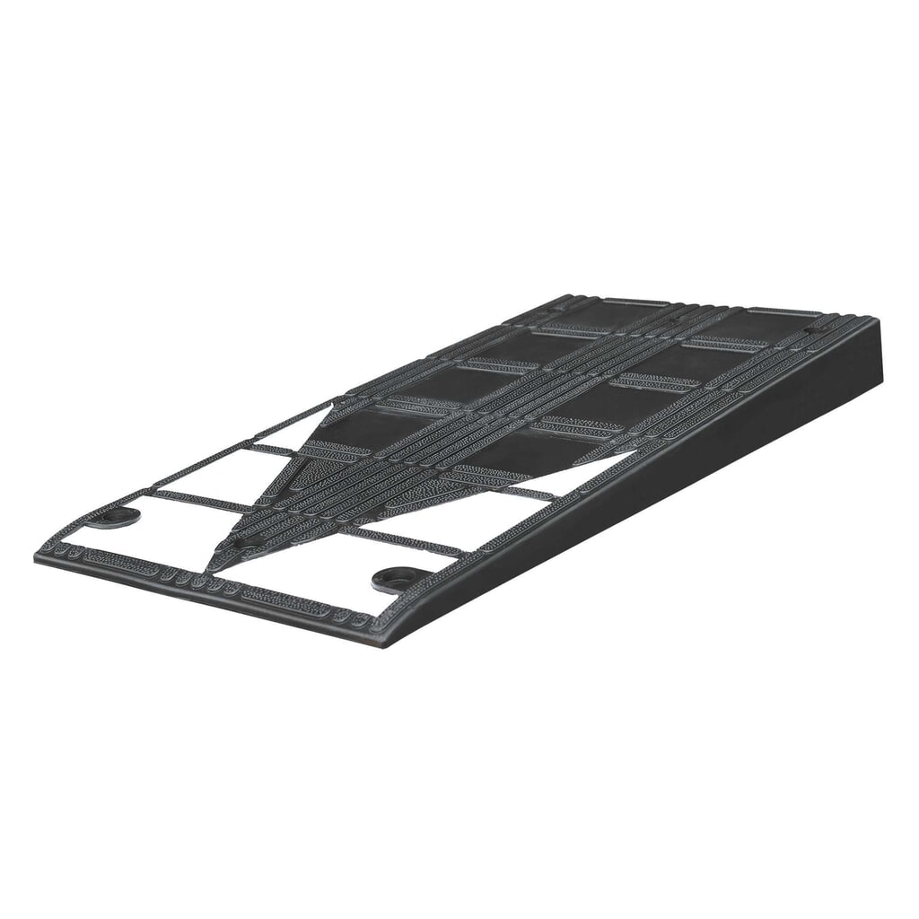 MORAVIA Bordstein-Rampe aus vulkanisiertem Kautschuk, BxHxT 450 x 75 x 1.000 mm, schwarz-weiß, inkl. Befestigunsgmaterial Produktabbildung: MORAVIA Bordstein-Rampe aus vulkanisiertem Kautschuk, BxHxT 450 x 75 x 1.000 mm, schwarz-weiß, inkl. Befestigunsgmaterial