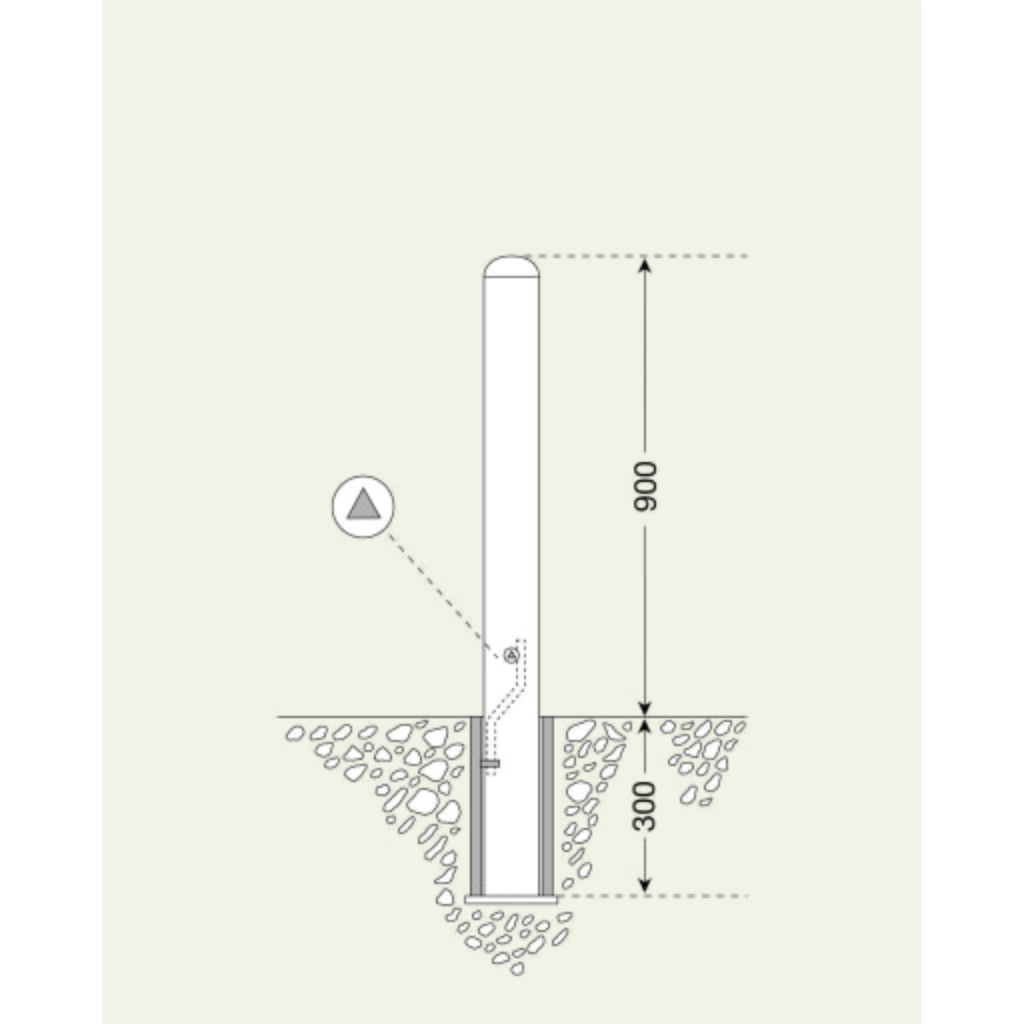 MORAVIA CITY-Poller BERLIN, Rundrohr Ø 76 mm, zum Einbetonieren inkl. Bodenhülse, herausnehmbar, Dreikantverschluss Produktabbildung Nr. 3: MORAVIA CITY-Poller BERLIN, Rundrohr Ø 76 mm, zum Einbetonieren inkl. Bodenhülse, herausnehmbar, Dreikantverschluss