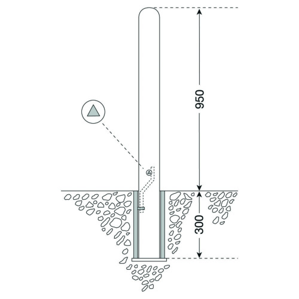 Produktabbildung Nr. 2: MORAVIA CITY-Poller WIEN, Rundrohr Ø 108 mm, zum Einbetonieren inkl. Bodenhülse, herausnehmbar, ohne Kettenöse