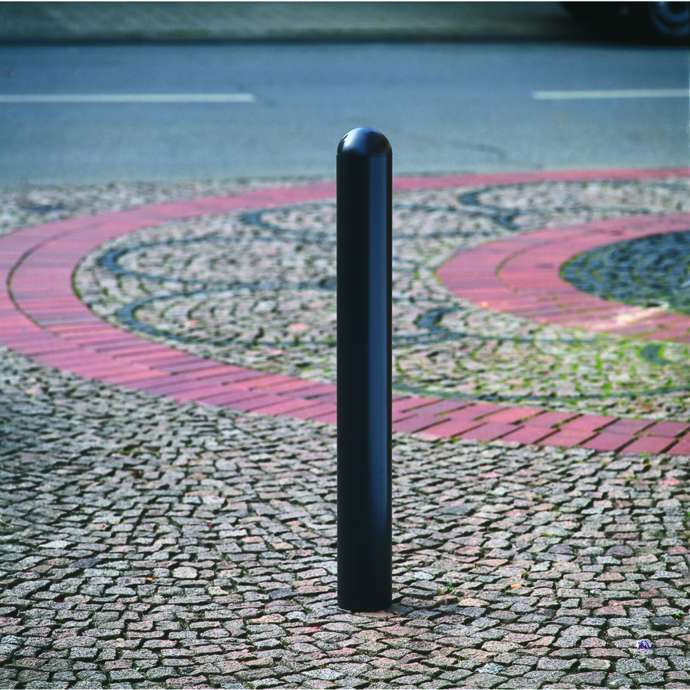 Produktabbildung: MORAVIA CITY-Poller WIEN, Rundrohr Ø 108 mm, zum Einbetonieren inkl. Bodenhülse, herausnehmbar, ohne Kettenöse