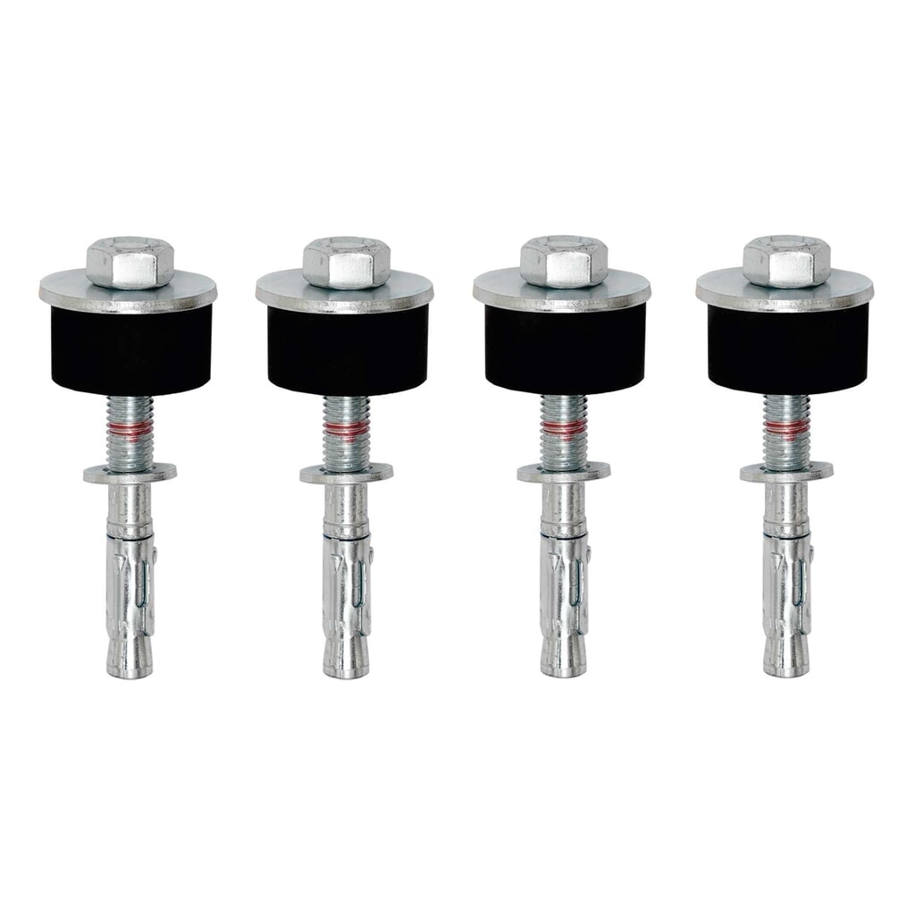 Produktabbildung: MORAVIA Durchsteckanker FLEX für Betonböden, 4er-Set, ØxL12 x 110 mm, mit Gummipuffern Ø 40 mm, inkl. Unterlegscheiben und Muttern