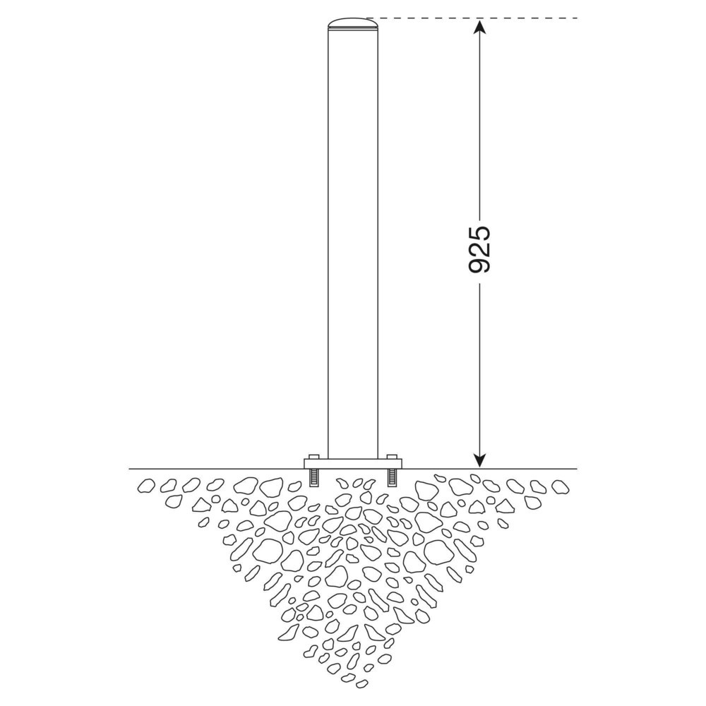 Produktabbildung Nr. 2: MORAVIA Edelstahlpoller MILANO, zum Aufdübeln, umlegbar, Dreikantverschluss, HxØ 925 x 76 mm