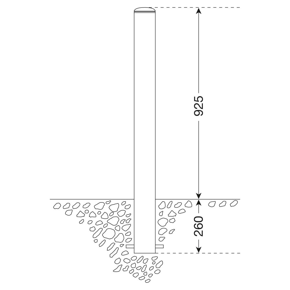 Produktabbildung Nr. 2: MORAVIA Edelstahlpoller MILANO, zum Einbetonieren, HxØ 925 (+260) x 60 mm