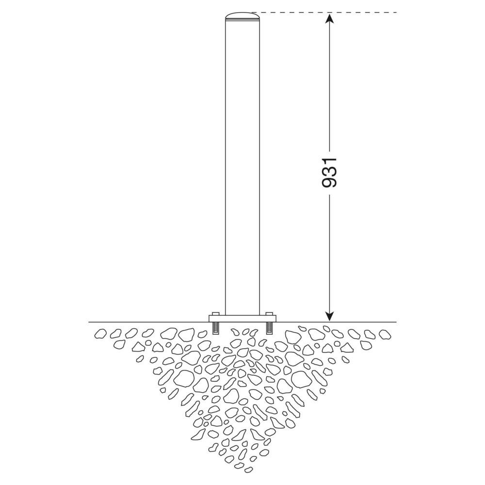 Produktabbildung Nr. 2: MORAVIA Edelstahlpoller MILANO, zum Aufdübeln, feststehend, HxØ 931 x 102 mm