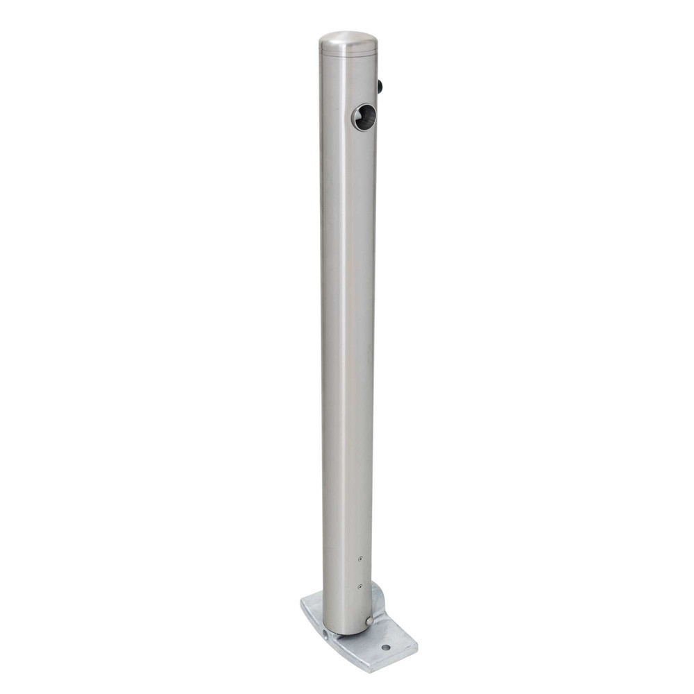 Produktabbildung: MORAVIA Edelstahlpoller MILANO, zum Aufdübeln, umlegbar, Dreikantverschluss, HxØ 925 x 76 mm