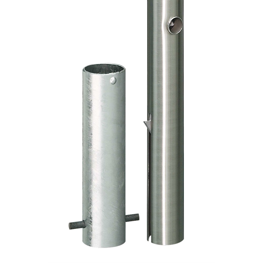 Produktabbildung Nr. 1: MORAVIA Edelstahlpoller MILANO, herausnehmbar mit Bodenhülse, Dreikantverschluss, HxØ 925 (+260) x 76 mm