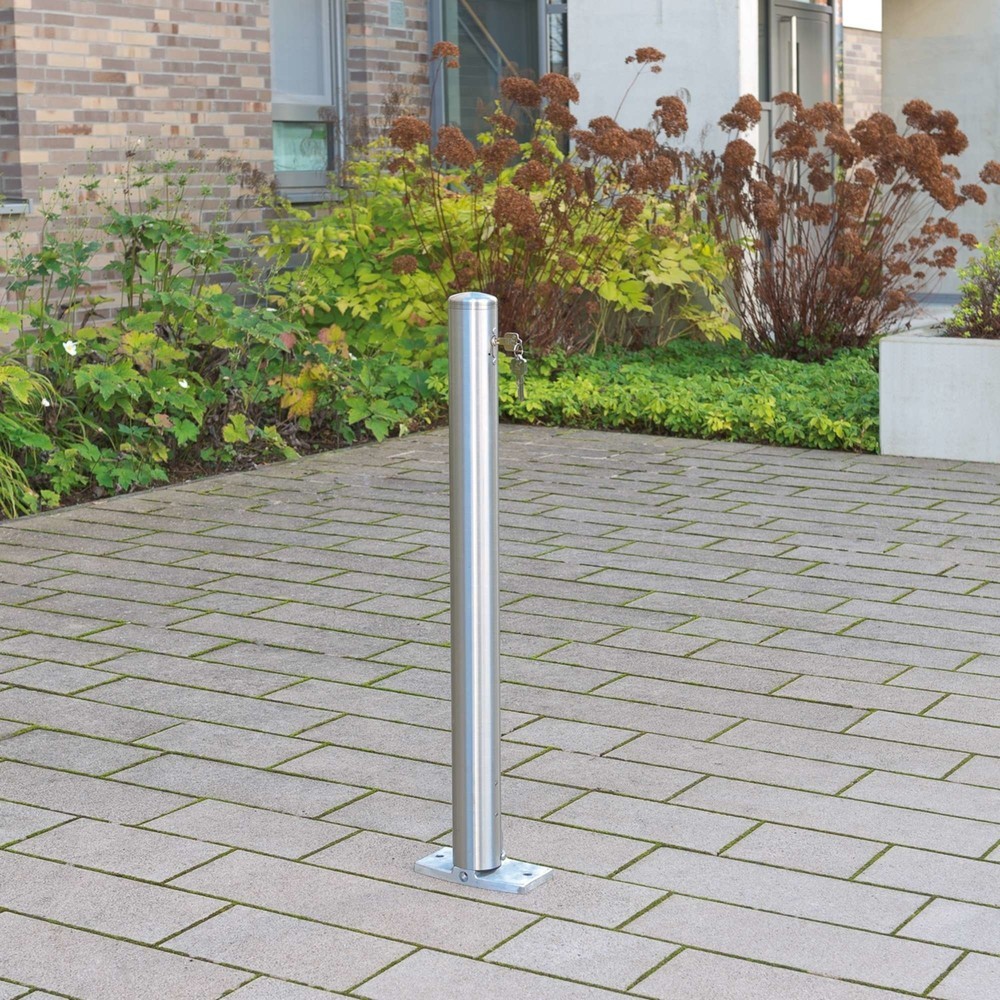 Produktabbildung Nr. 3: MORAVIA Edelstahlpoller MILANO, zum Aufdübeln, umlegbar, mit Zylinderschloss, HxØ 925 x 76 mm