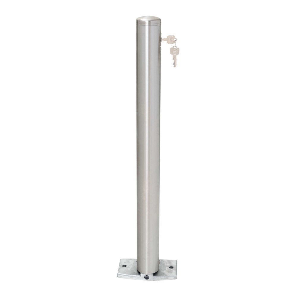 Produktabbildung Nr. 1: MORAVIA Edelstahlpoller MILANO, zum Aufdübeln, umlegbar, mit Zylinderschloss, HxØ 925 x 76 mm