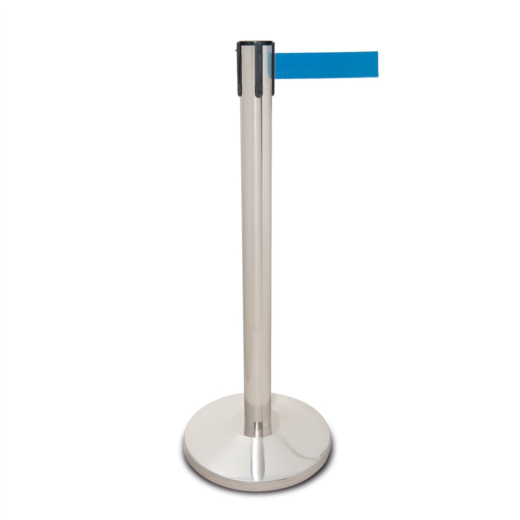 MORAVIA Gurtständer MORION aus Edelstahl, Gurtlänge 2,5 m, blau Produktabbildung: MORAVIA Gurtständer MORION aus Edelstahl, Gurtlänge 2,5 m, blau