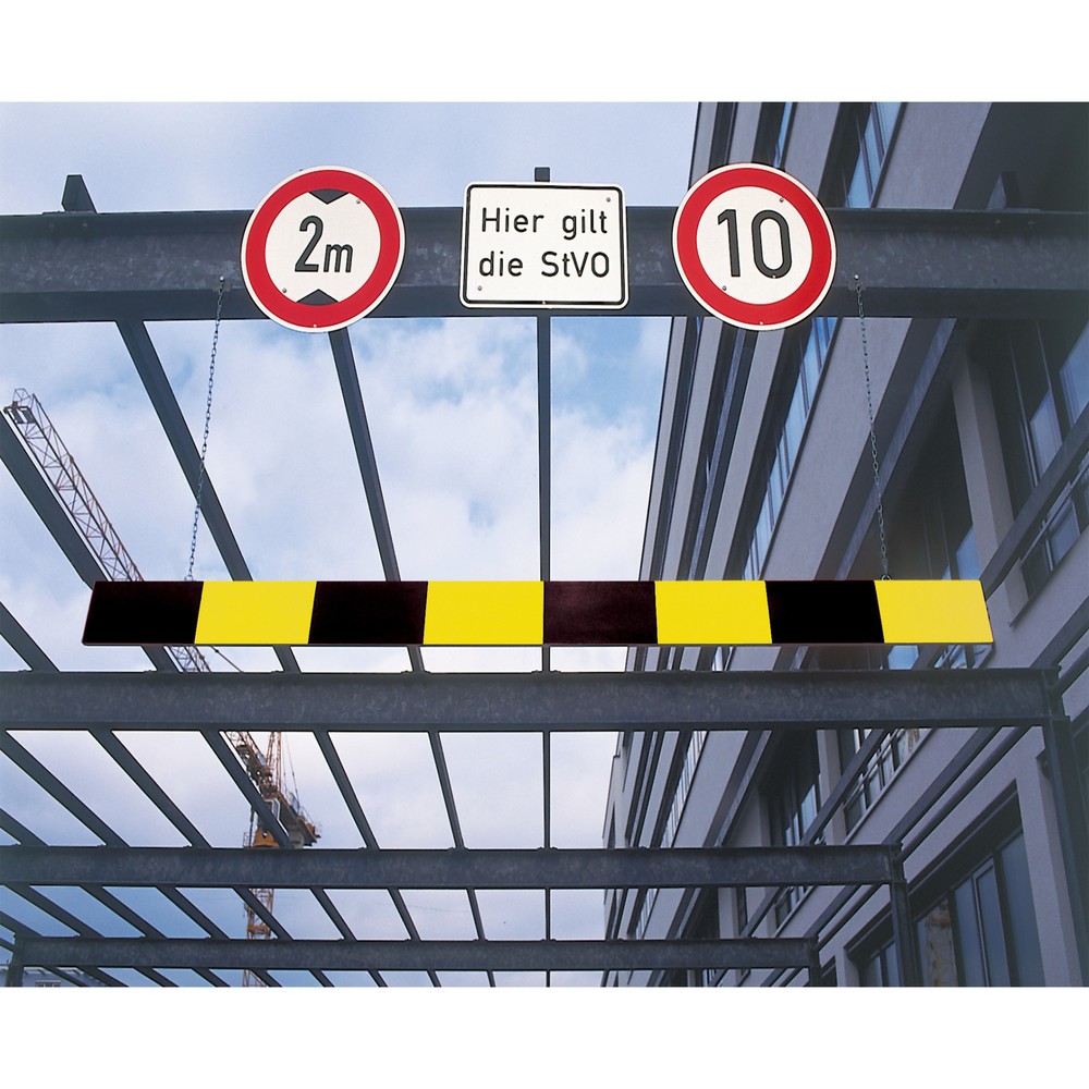 Produktabbildung: MORAVIA Höhenbegrenzer, Aluminium, Breite 2.000 mm, gelb/schwarz