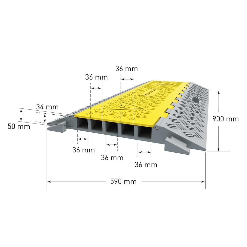 Produktabbildung Nr. 5: MORAVIA Kabelbrücke mit 5 Schächten, steckbar, HxBxT 50 x 900 x 590 mm,  schwarz/gelb