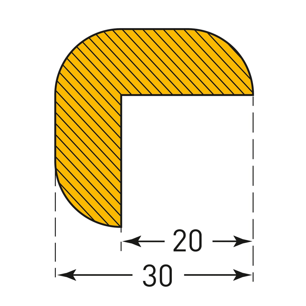 MORAVIA Prallschutz für Kanten, magnetisch, halbkreisförmig, HxB 30 x 30 mm, Länge 1 m Produktabbildung Nr. 3: MORAVIA Prallschutz für Kanten, magnetisch, halbkreisförmig, HxB 30 x 30 mm, Länge 1 m
