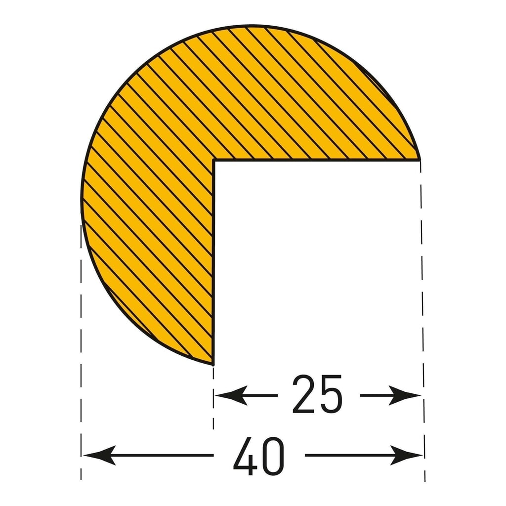 MORAVIA Prallschutz für Kanten, kreisförmig, selbstklebend, HxB 40 x 40 mm, Länge 1 m Produktabbildung Nr. 4: MORAVIA Prallschutz für Kanten, kreisförmig, selbstklebend, HxB 40 x 40 mm, Länge 1 m