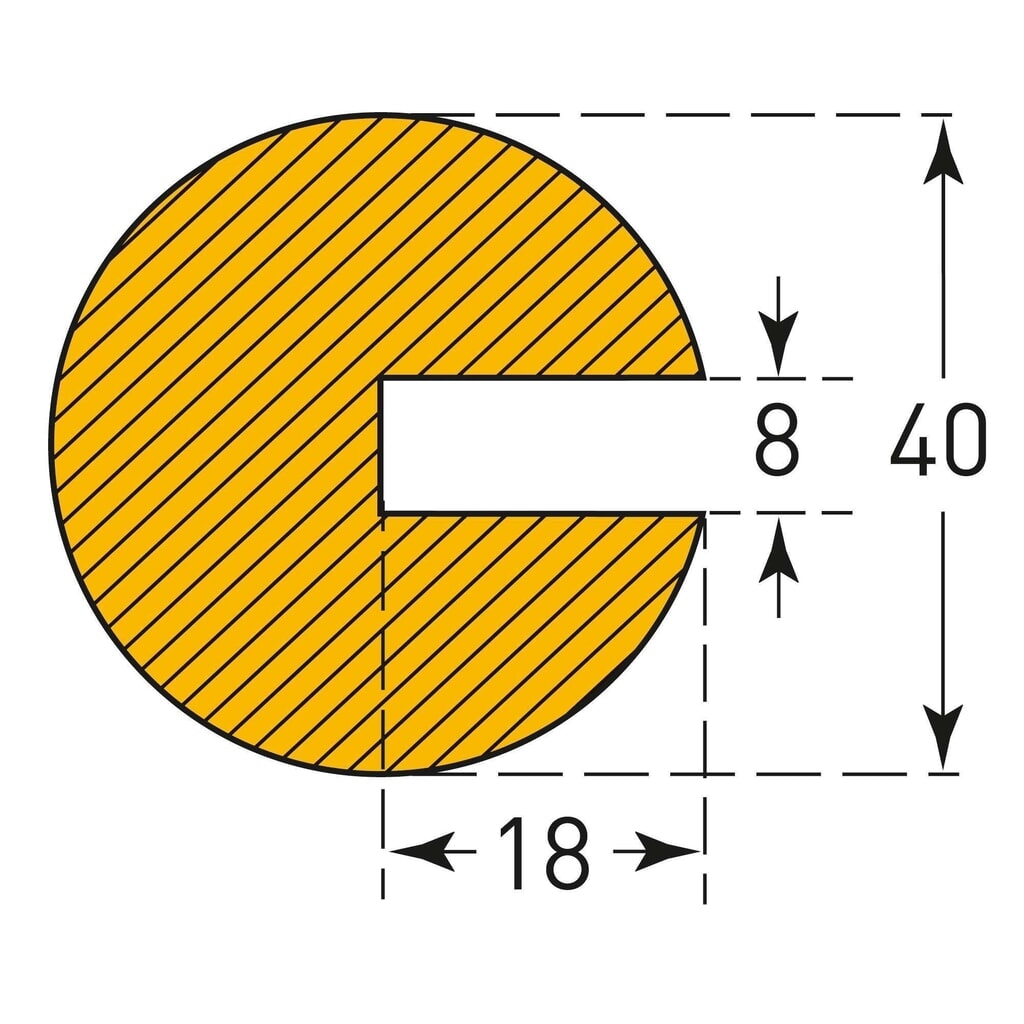MORAVIA Prallschutz für Kanten, kreisförmig, zum Aufstecken, HxB 40 x 40 mm, Länge 1 m Produktabbildung Nr. 2: MORAVIA Prallschutz für Kanten, kreisförmig, zum Aufstecken, HxB 40 x 40 mm, Länge 1 m