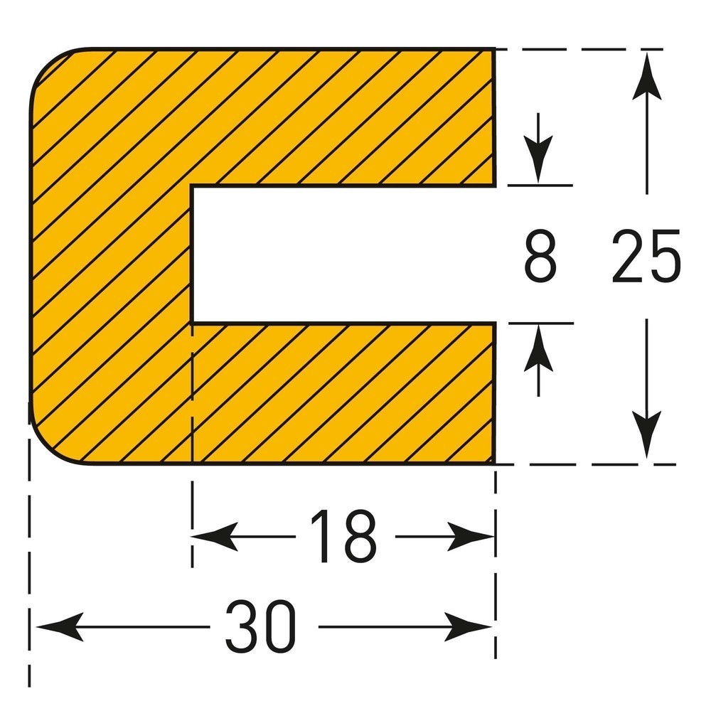 Produktabbildung Nr. 3: MORAVIA Prallschutz für Kanten, rechteckig, zum Aufstecken, HxB 25 x 30 mm, Länge 1 m