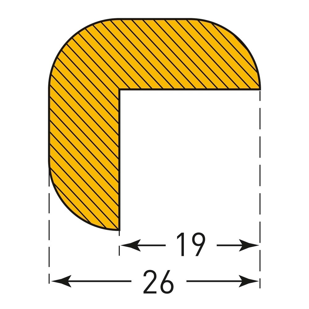 Produktabbildung Nr. 3: MORAVIA Prallschutz für Kanten, winkelförmig, selbstklebend, halbrund, HxB 26 x 26 mm, Länge 1 m