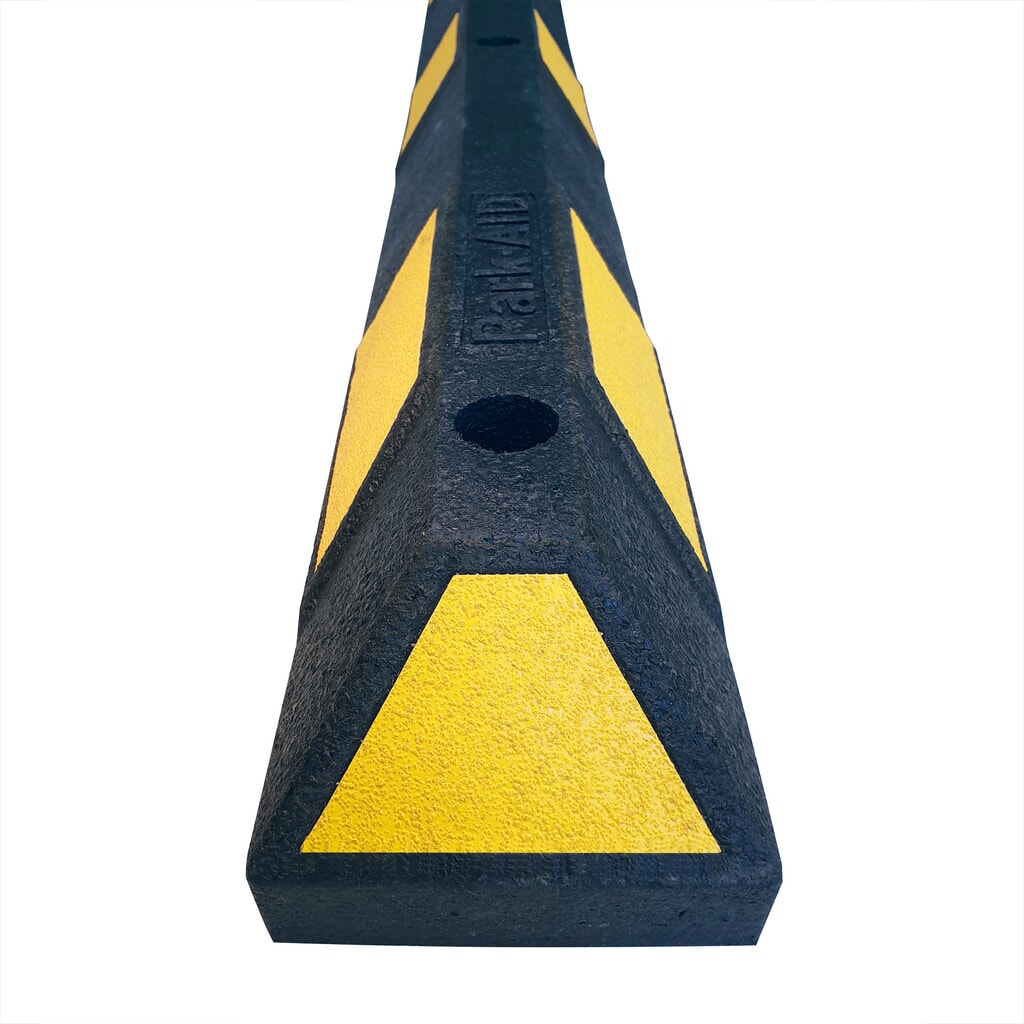 MORAVIA Radstopp Park-AID®, schwarz mit gelben Reflexstreifen, Breite 900 mm Produktabbildung Nr. 2: MORAVIA Radstopp Park-AID®, schwarz mit gelben Reflexstreifen, Breite 900 mm