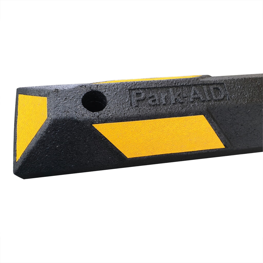 MORAVIA Radstopp Park-AID®, schwarz mit gelben Reflexstreifen, Breite 900 mm Produktabbildung Nr. 3: MORAVIA Radstopp Park-AID®, schwarz mit gelben Reflexstreifen, Breite 900 mm
