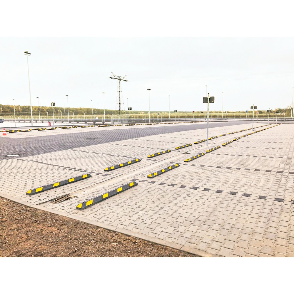 Produktabbildung Nr. 3: MORAVIA Radstopp Park-AID®, rotbraun mit weißen Reflexstreifen, Breite 900 mm