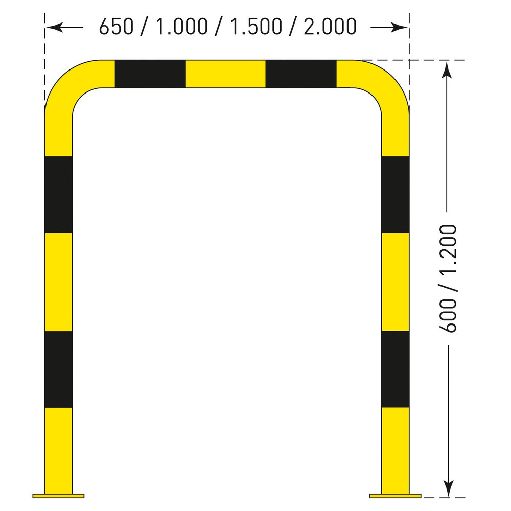 Produktabbildung Nr. 2: MORAVIA Rammschutzbügel, Außenbereich, HxL 1.200 x 2.000 mm, Ø 108 mm