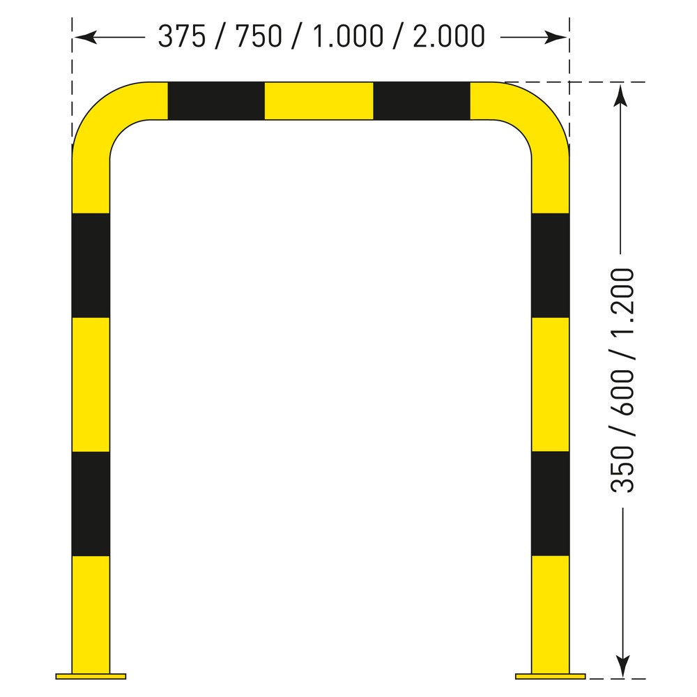 Produktabbildung Nr. 3: MORAVIA Rammschutzbügel, Außenbereich, HxL 1.200 x 2.000 mm, Ø 76 mm