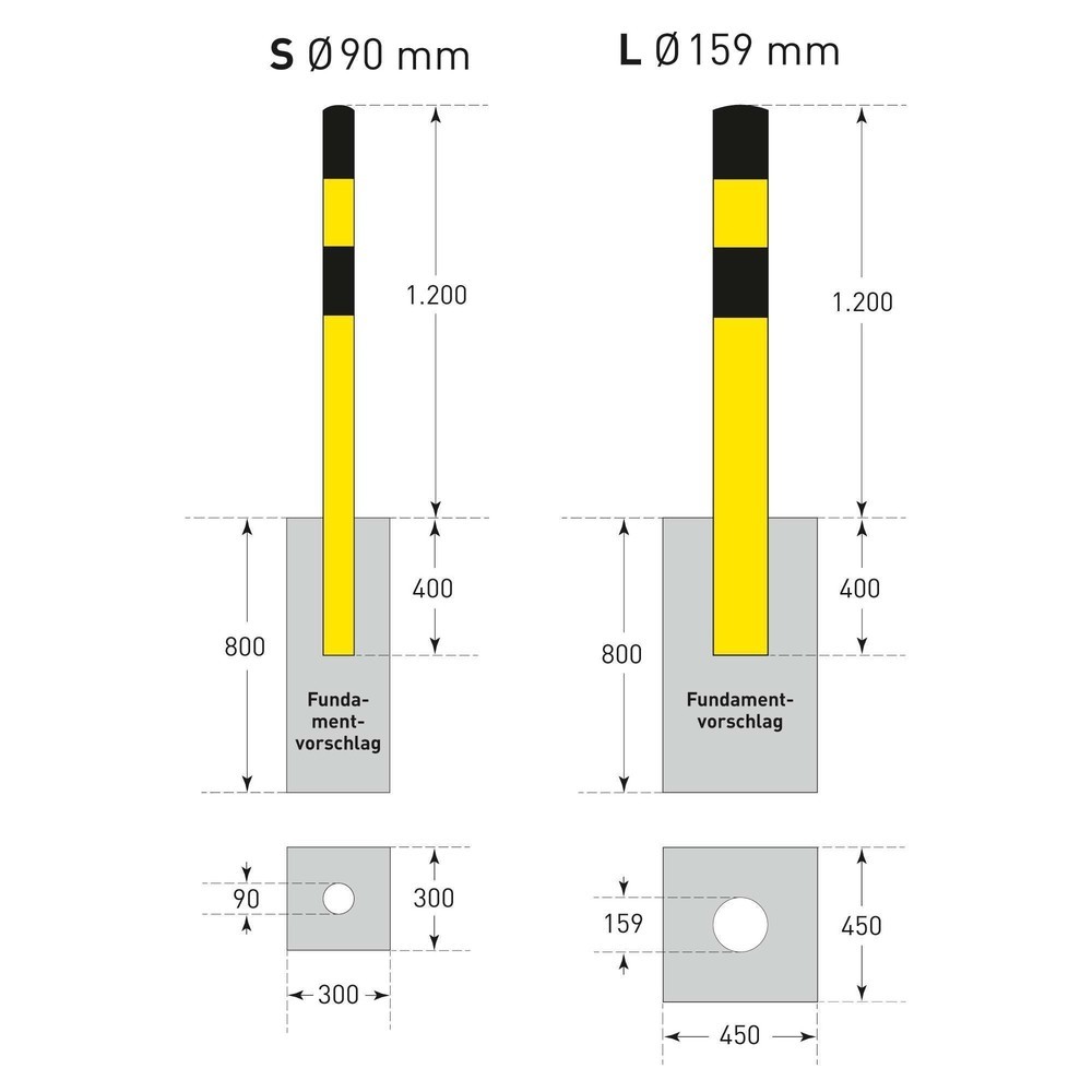 Produktabbildung Nr. 6: MORAVIA Rammschutzpoller, zum Einbetonieren, Außenbereich, Höhe 1.600 mm, Ø 159 mm