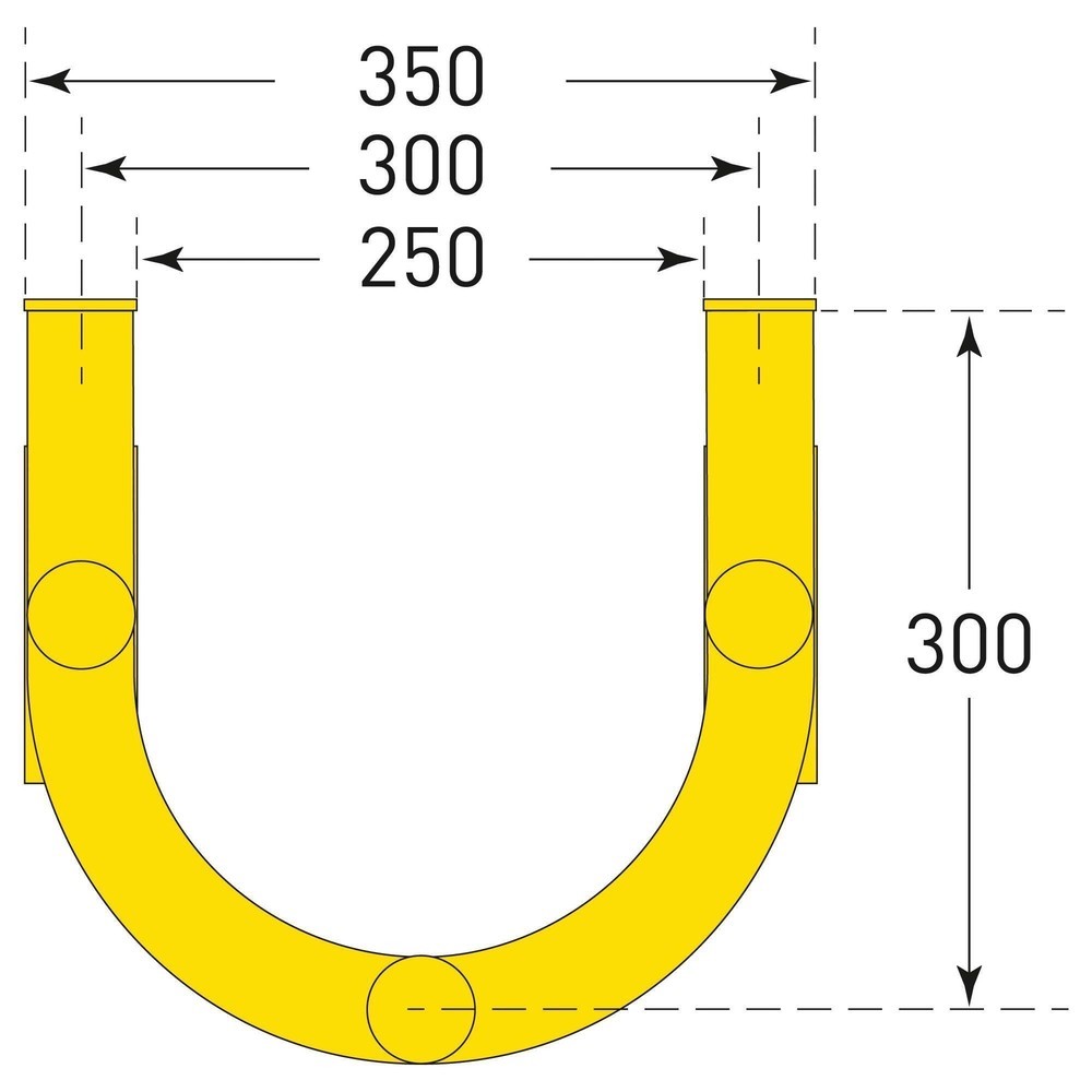 Produktabbildung Nr. 3: MORAVIA Rammschutzbügel für Rohre, Außenbereich, winkelförmig, HxT 1.500 x 350 mm