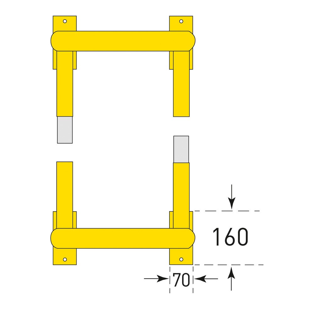 Produktabbildung Nr. 3: MORAVIA Säulen-Anfahrschutz, Außenbereich, feuerverzinkt, Höhe 600 mm, für Säulenmaße (BxT) 500 x 500 mm