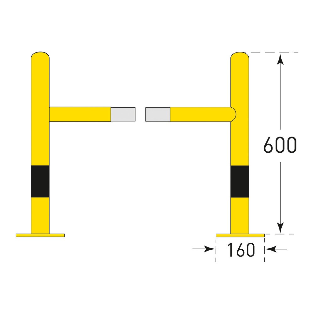 Produktabbildung Nr. 4: MORAVIA Säulen-Anfahrschutz, Außenbereich, feuerverzinkt, Höhe 600 mm, für Säulenmaße (BxT) 500 x 500 mm