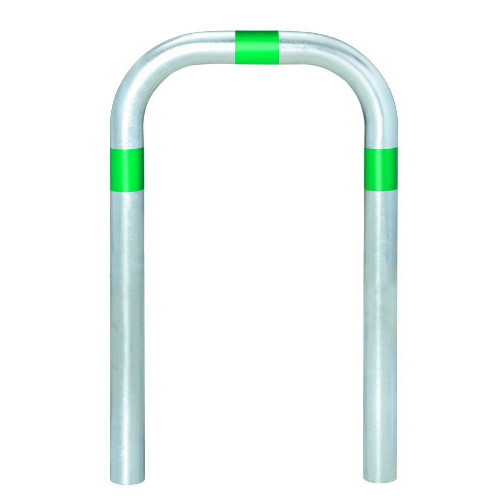 Produktabbildung: MORAVIA Schutzbügel für Ladesäulen, Ø 60 mm, BxH 500 x 500 mm, zum Einbetonieren, grüne Reflexringe