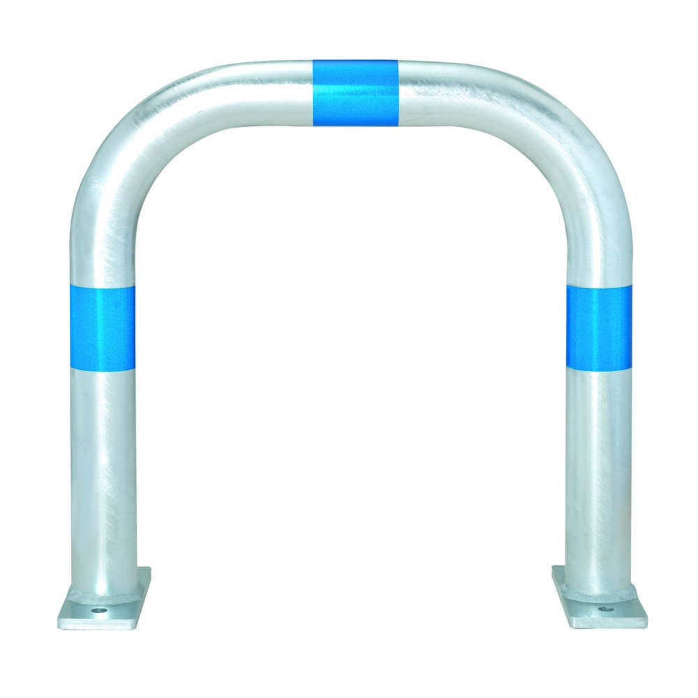 Produktabbildung: MORAVIA Schutzbügel für Ladesäulen, Ø 60 mm, BxH 500 x 500 mm, zum Aufdübeln, blaue Reflexringe