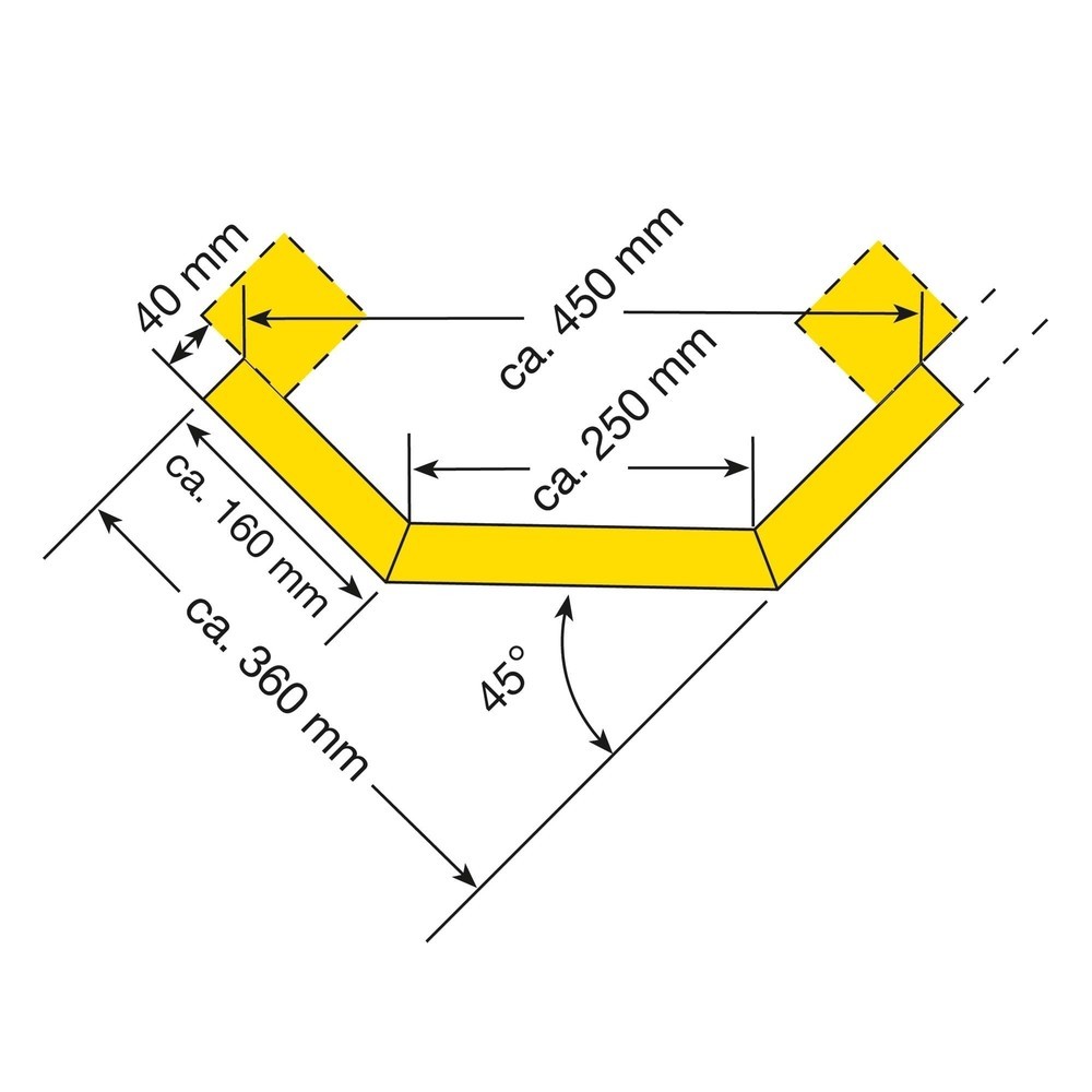 Produktabbildung Nr. 3: MORAVIA Schutzplanken C-Profil, Eckplanke, verzinkt + kunststoffbeschichtet, gelb