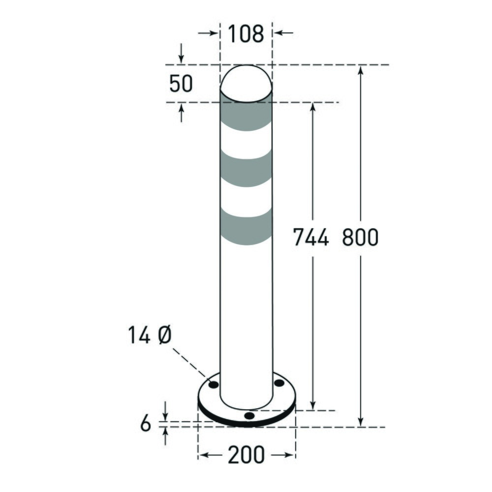 Produktabbildung Nr. 2: MORAVIA Schutzpoller für Ladesäulen I, Ø 108 mm, Höhe 800 mm, zum Aufdübeln, Stahl, ohne Reflexringe