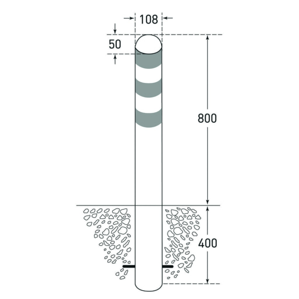 Produktabbildung Nr. 2: MORAVIA Schutzpoller für Ladesäulen I, Ø 108 mm, Höhe 1.200 mm, zum Einbetonieren, Stahl, ohne Reflexringe