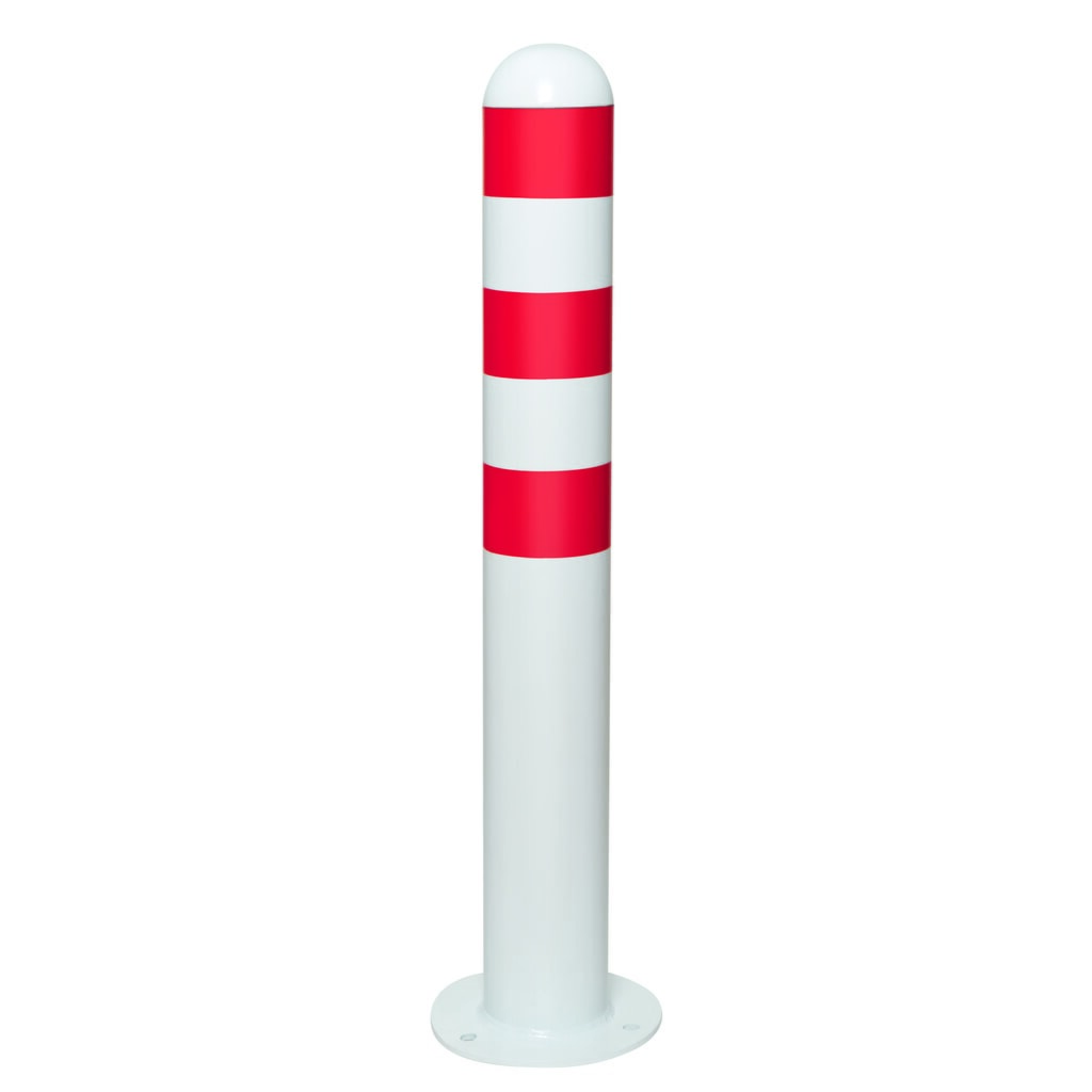 MORAVIA Schutzpoller für Ladesäulen II, Ø 108 mm, Höhe 800 mm, zum Aufdübeln, Stahl, kunststoffbeschichtet, rote Reflexringe Produktabbildung Nr. 1: MORAVIA Schutzpoller für Ladesäulen II, Ø 108 mm, Höhe 800 mm, zum Aufdübeln, Stahl, kunststoffbeschichtet, rote Reflexringe
