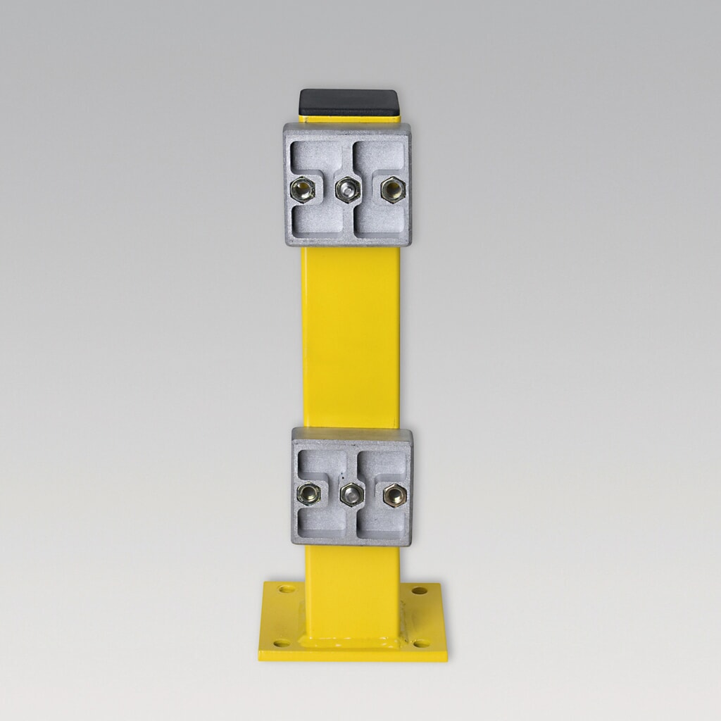 Produktabbildung: Standpfosten für Schutzplanken C-Profil, Außeneinsatz, Höhe 465 mm, gelb