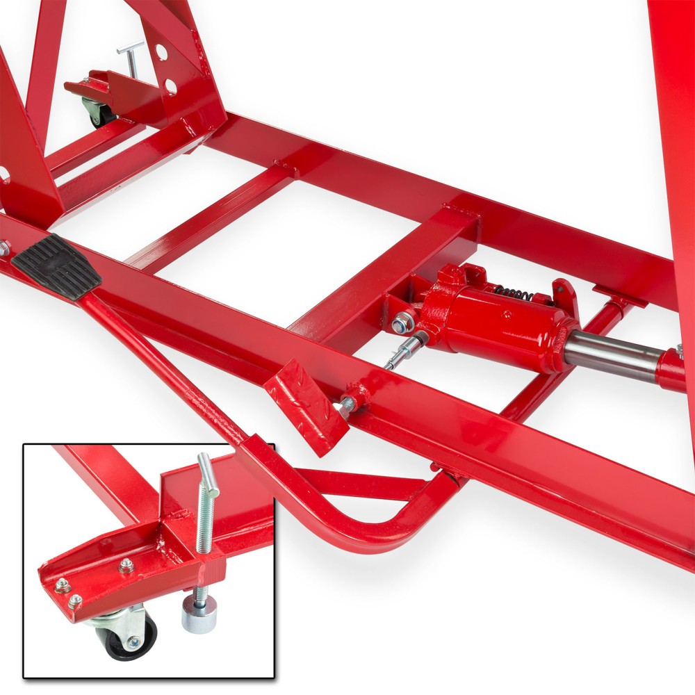 Produktabbildung Nr. 2: Motorrad-Montagerampe, hydraulisch, TK 450 kg, Hubhöhe 180-840 mm, LxB 2.060/2.740 x 720 mm