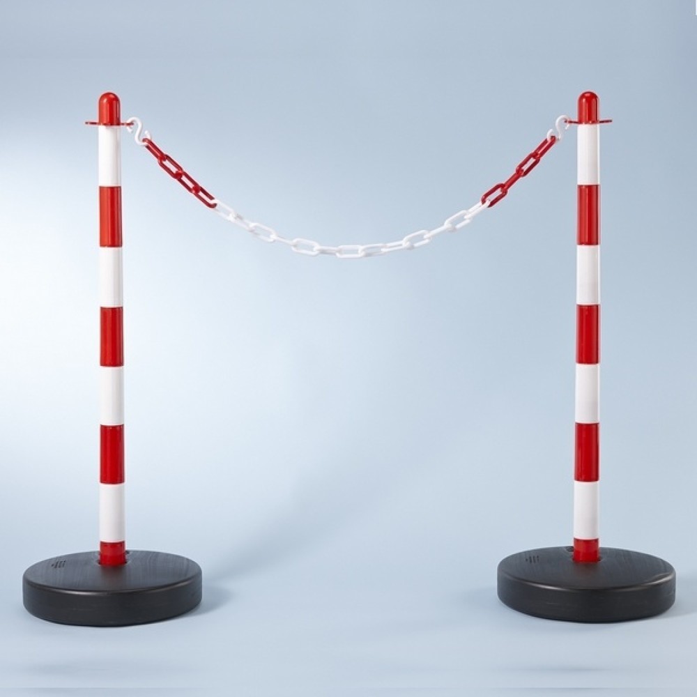 Produktabbildung Nr. 2: MOTTEZ Plastikpfosten auf runder Grundplatte, weiß, rot und schwarz