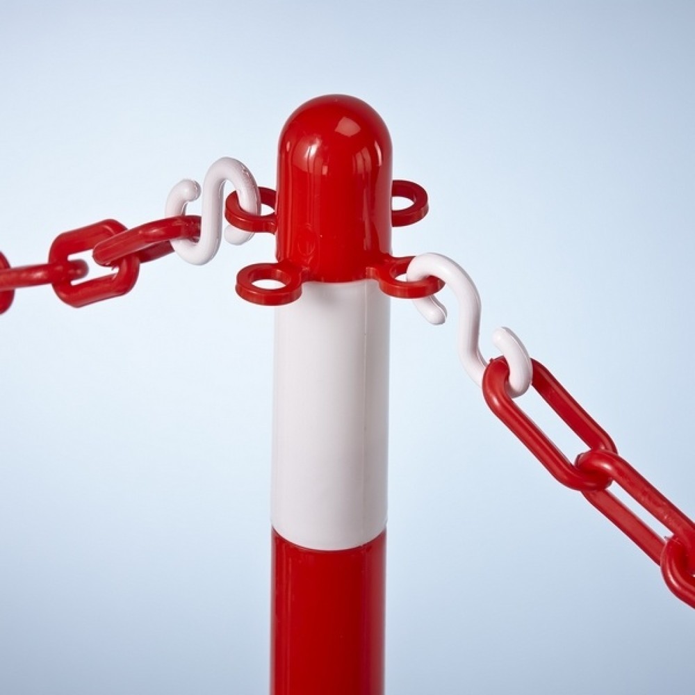 Produktabbildung Nr. 4: MOTTEZ Plastikpfosten auf runder Grundplatte, weiß, rot und schwarz