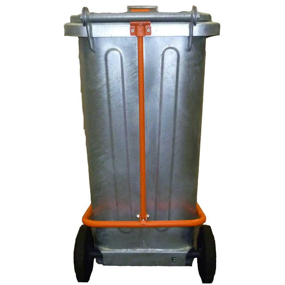 Produktabbildung Nr. 2: Mülltonne aus feuerverzinktem Stahlblech, 120 Liter, mit Rollen u. Tretvorrichtung
