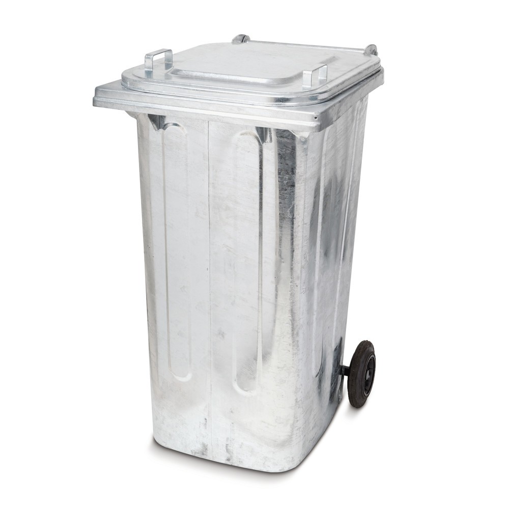 Produktabbildung Nr. 2: Mülltonne aus verzinktem Stahl, 120 Liter, mit Rollen