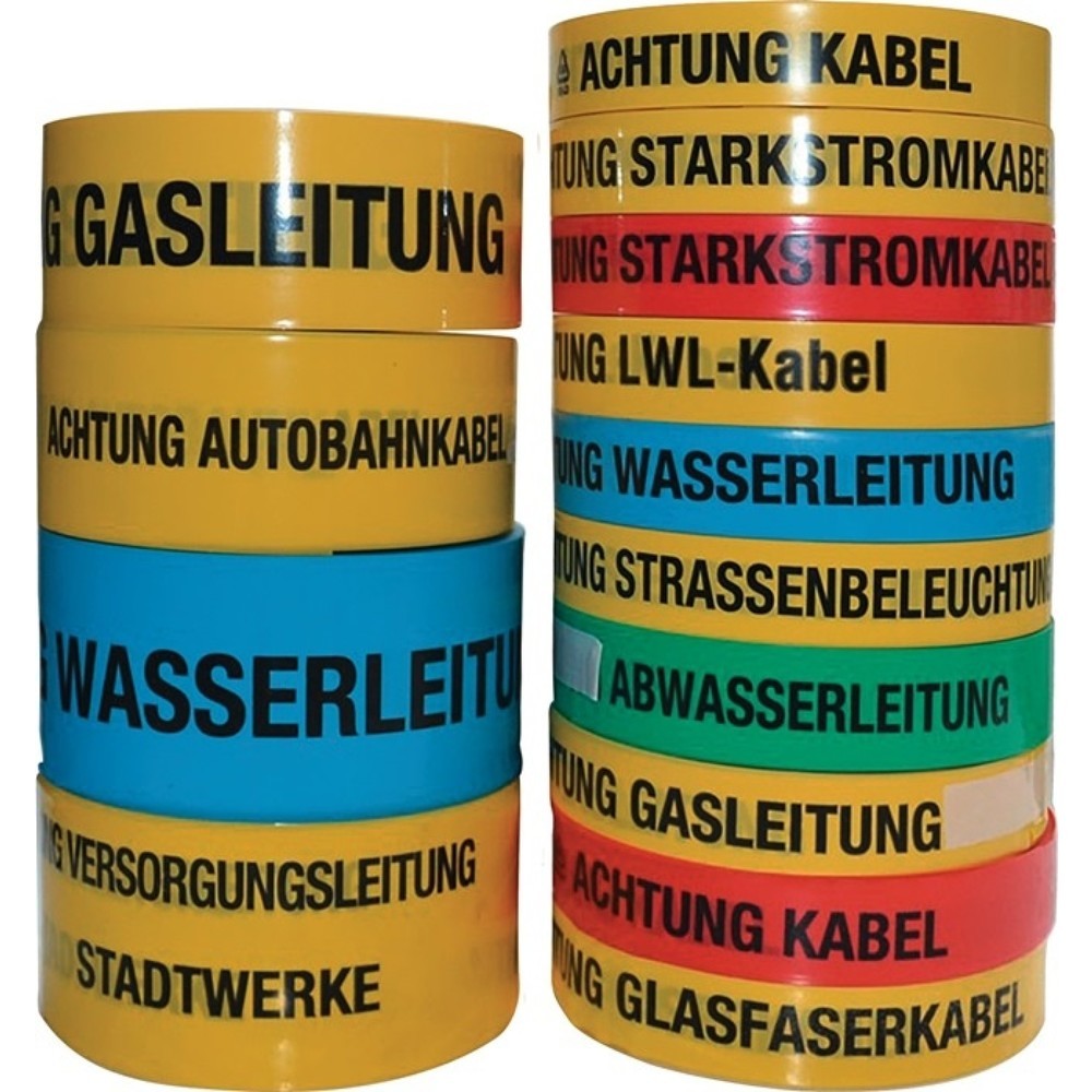 Produktabbildung: MULTICOLL Trassenwarnband, Breite 40 mm Länge 250 m gelb, Aufdruck Achtung Hochspannungskabel