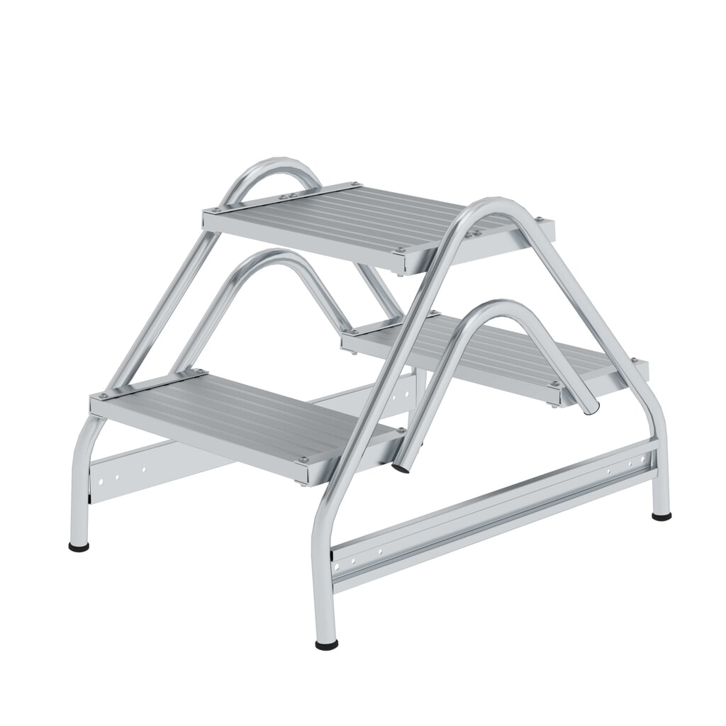 Munk Arbeitspodest beidseitig begehbar Aluminium geriffelt 2x2 Stufen Produktabbildung: Munk Arbeitspodest beidseitig begehbar Aluminium geriffelt 2x2 Stufen