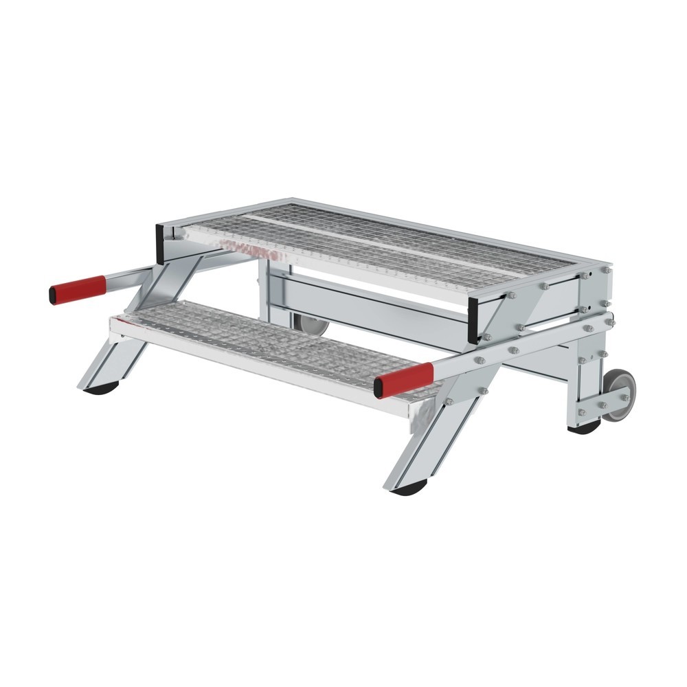 Produktabbildung: Munk Arbeitspodest fahrbar, Stufenbreite 1000 mm, Stahl-Gitterrost 2 Stufen