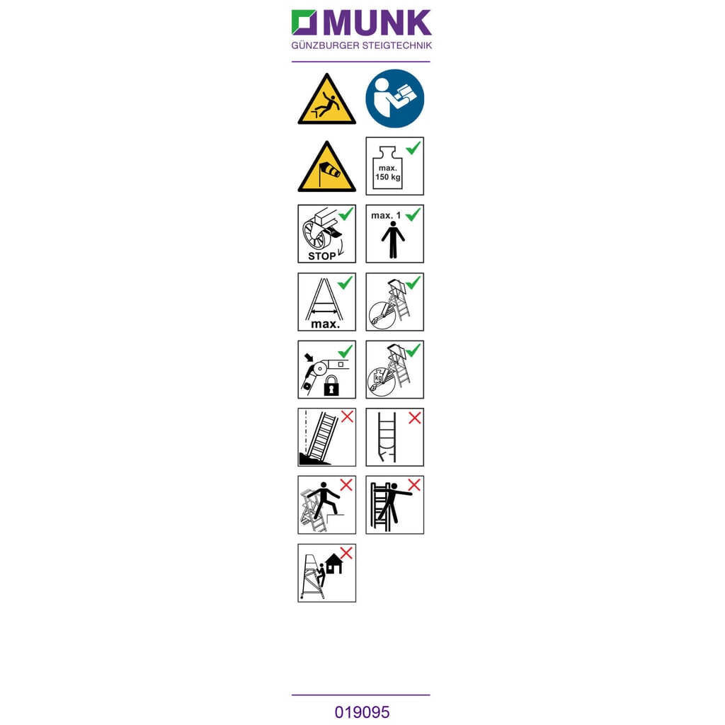 Munk Hinweis-Aufkleber für Plattformleitern Plattformhöhe < 2,50 m Aufkleber 19095 Produktabbildung: Munk Hinweis-Aufkleber für Plattformleitern Plattformhöhe < 2,50 m Aufkleber 19095