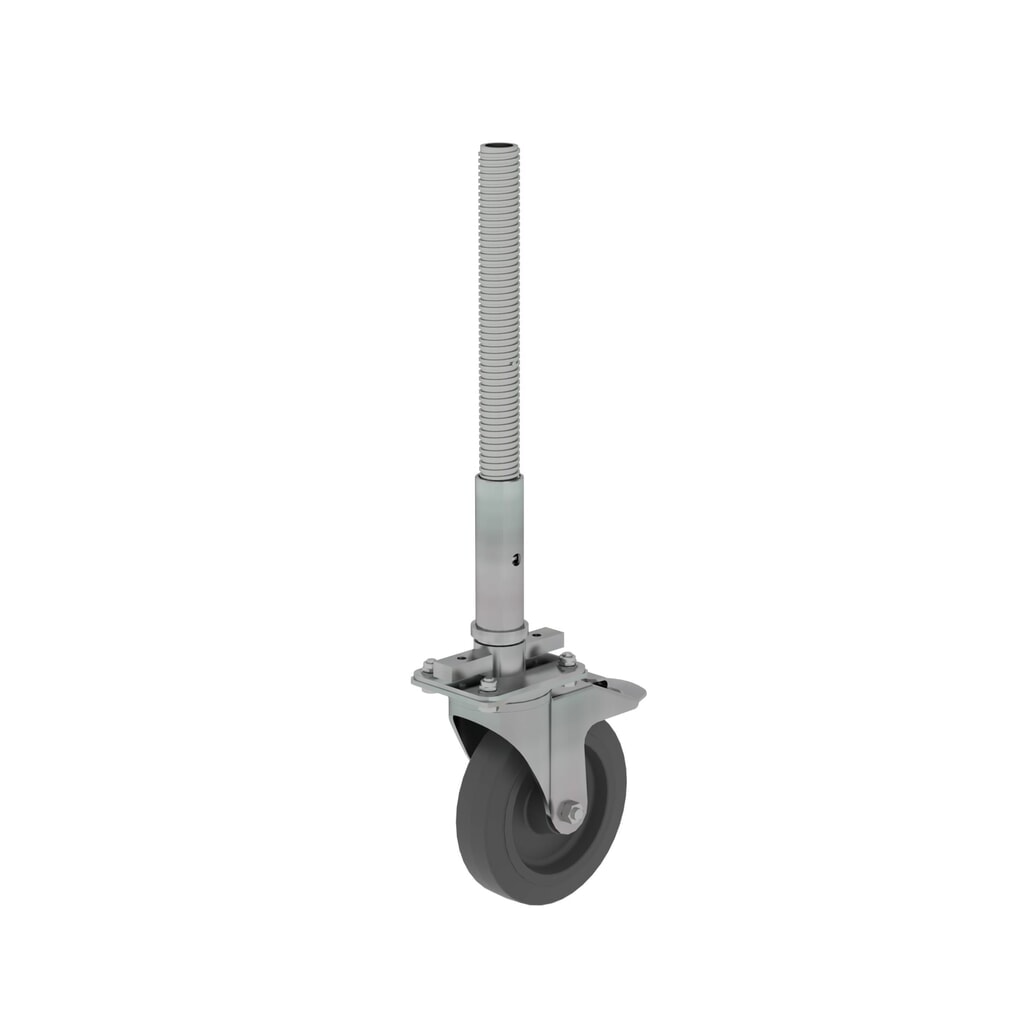 Munk Lenkrolle mit Spindel, spurlos grau höhenverstellbar ø 200 mm Produktabbildung: Munk Lenkrolle mit Spindel, spurlos grau höhenverstellbar ø 200 mm