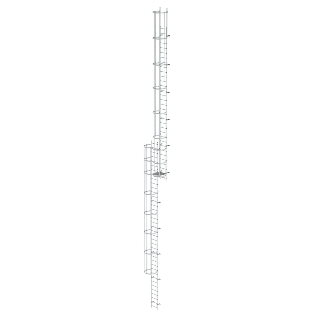 Produktabbildung: Munk Mehrzügige Steigleiter mit Rückenschutz (Bau) Aluminium blank 19,12m