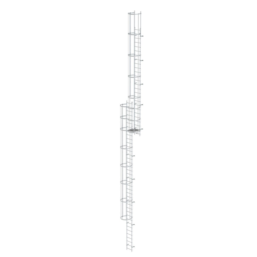 Produktabbildung: Munk Mehrzügige Steigleiter mit Rückenschutz (Bau) Aluminium blank 17,16m