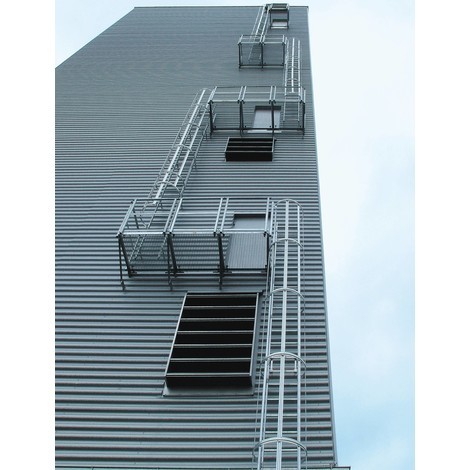 Produktabbildung Nr. 2: Munk Mehrzügige Steigleiter mit Rückenschutz (Bau) Aluminium eloxiert 11,84m